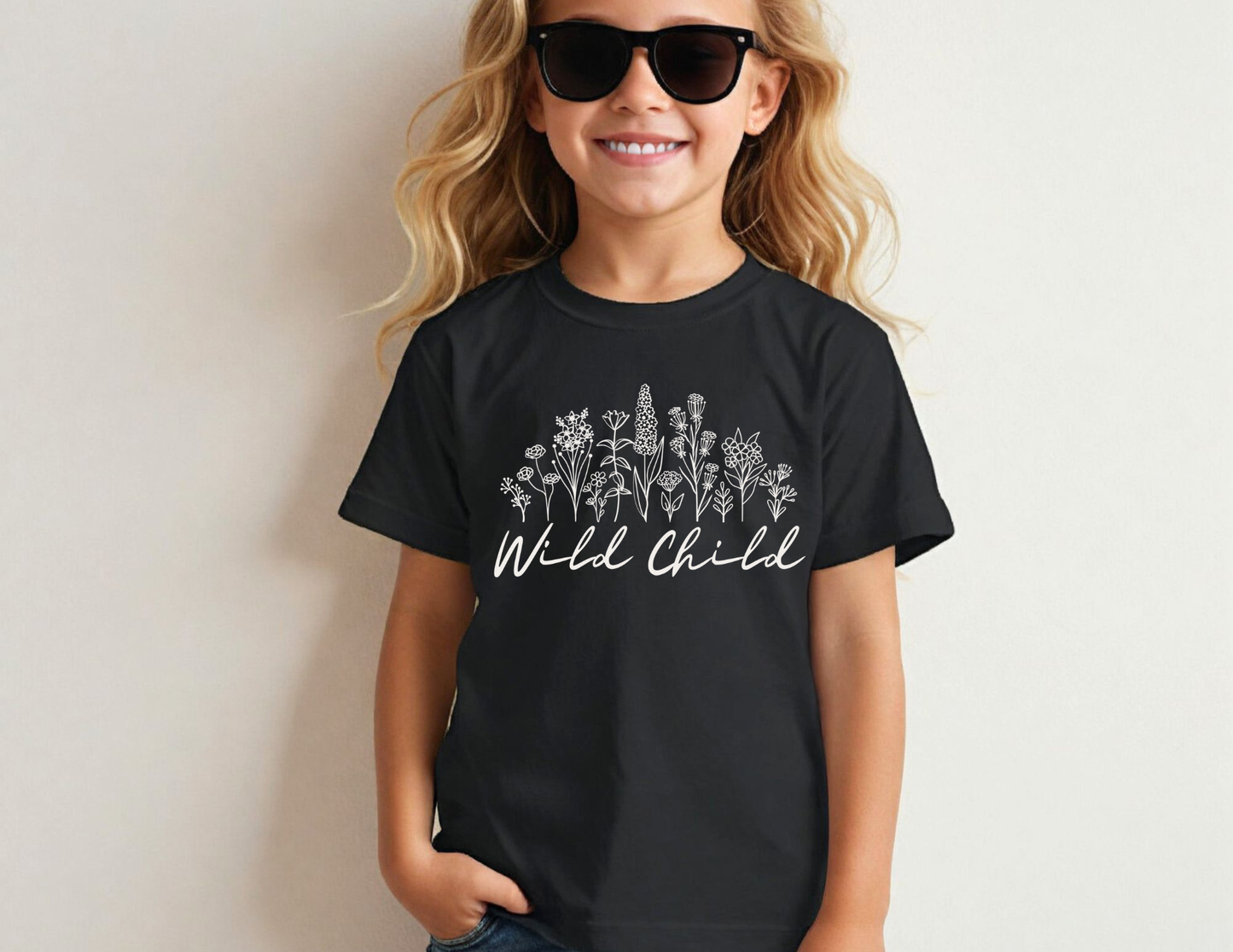 Wild Child Floral (White Writing) - Toddler