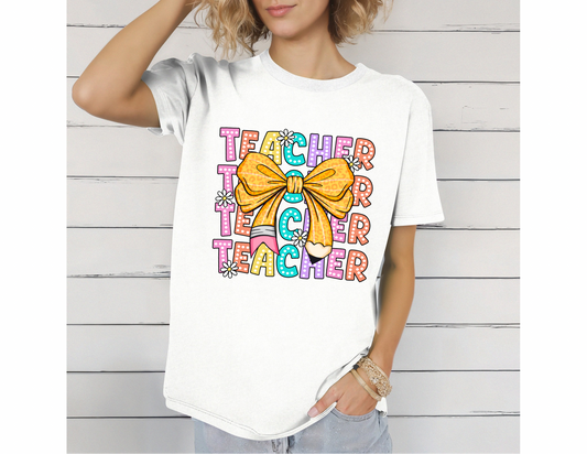 Teacher with Pencil Bow